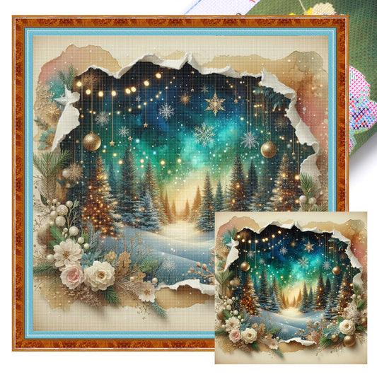Silhouette Scenery - Full 11CT Stamped Cross Stitch 40x40CM - Yishu