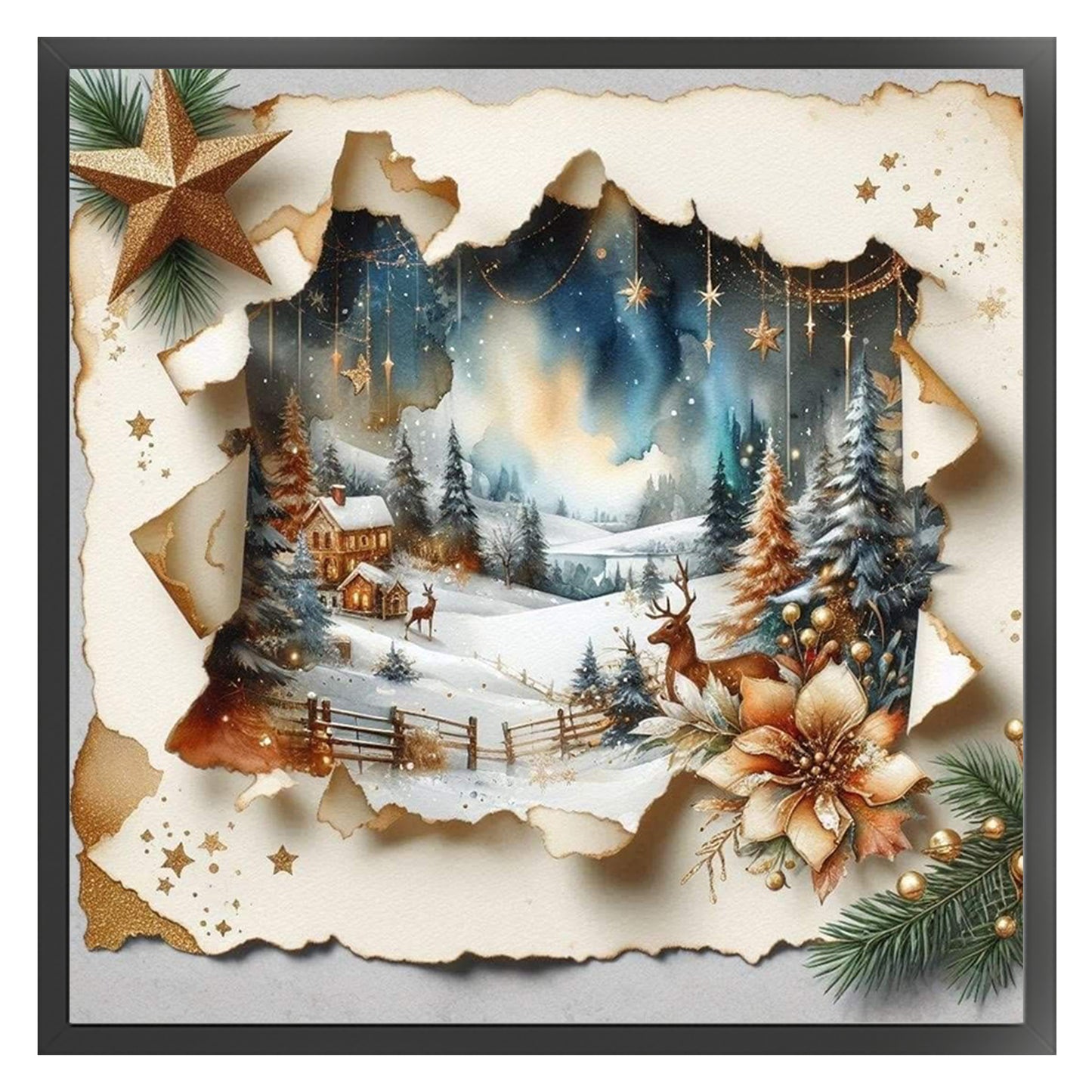 Silhouette Scenery - Full 11CT Stamped Cross Stitch 40x40CM - Yishu