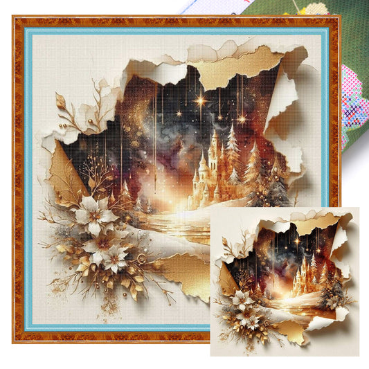 Silhouette Scenery - Full 11CT Stamped Cross Stitch 40x40CM - Yishu