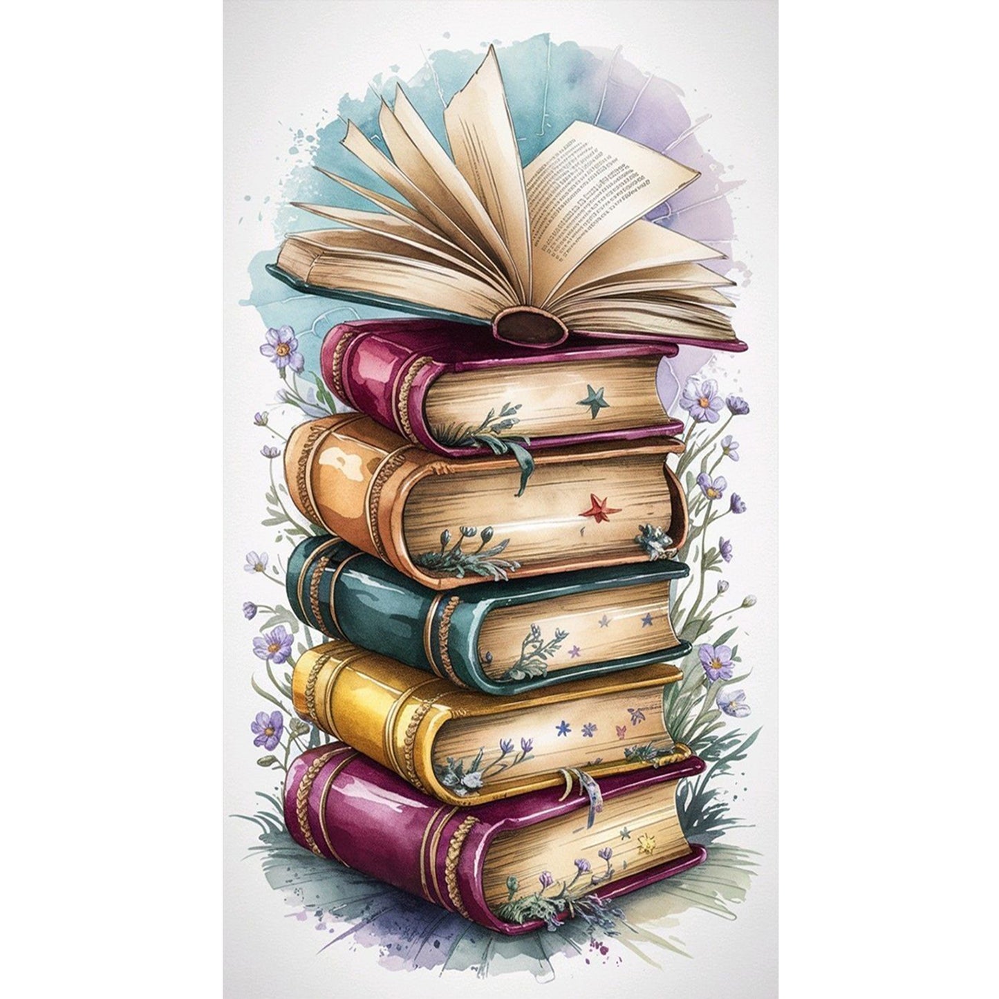 Book Stack - Full 11CT Stamped Cross Stitch 40x70CM - Yishu