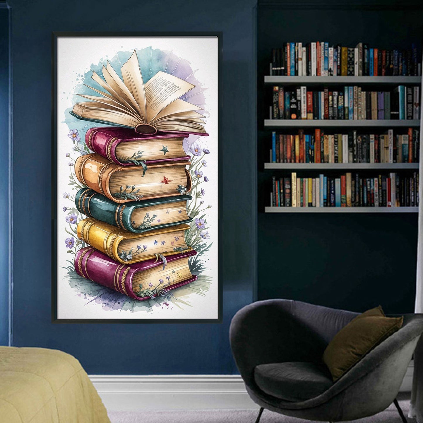 Book Stack - Full 11CT Stamped Cross Stitch 40x70CM - Yishu
