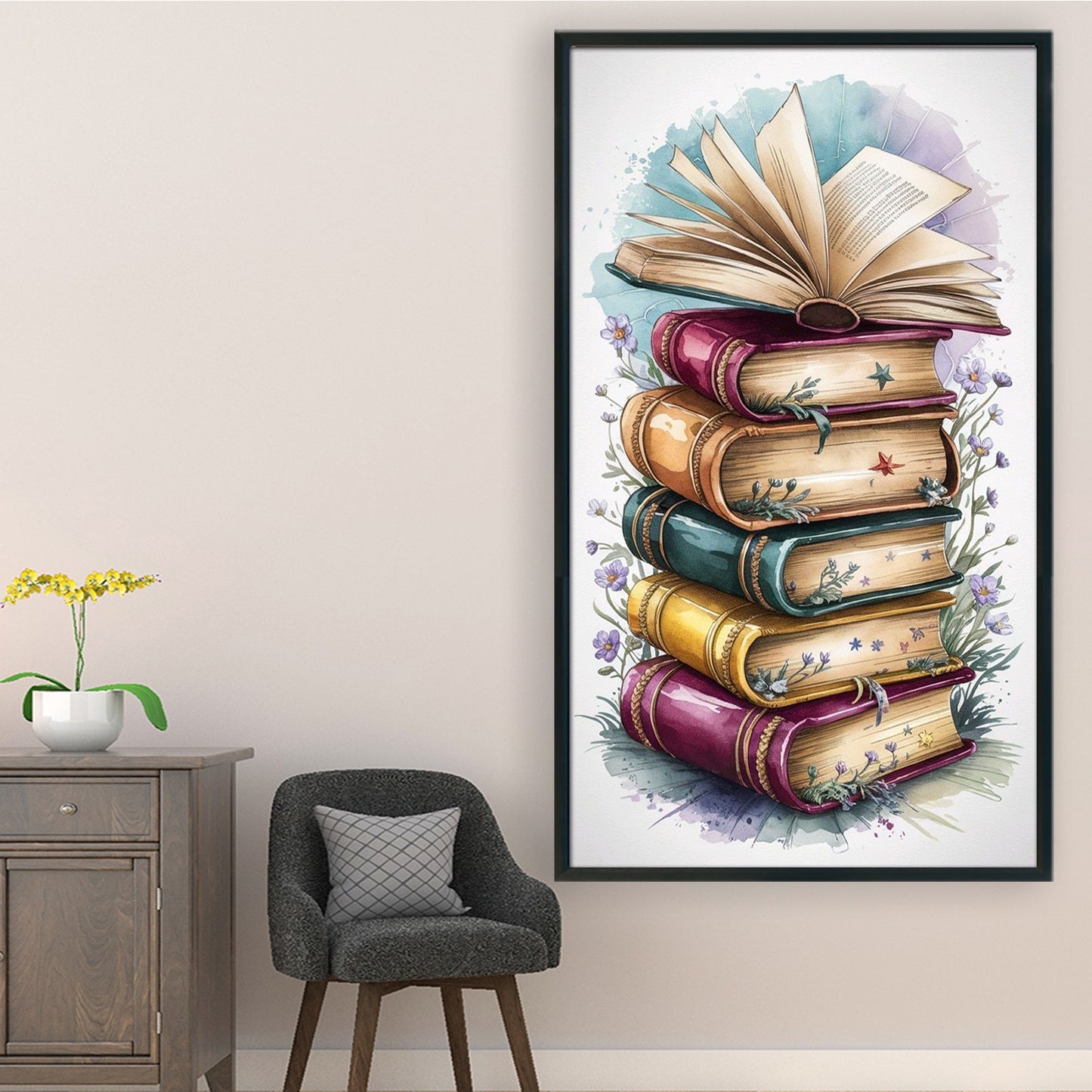 Book Stack - Full 11CT Stamped Cross Stitch 40x70CM - Yishu