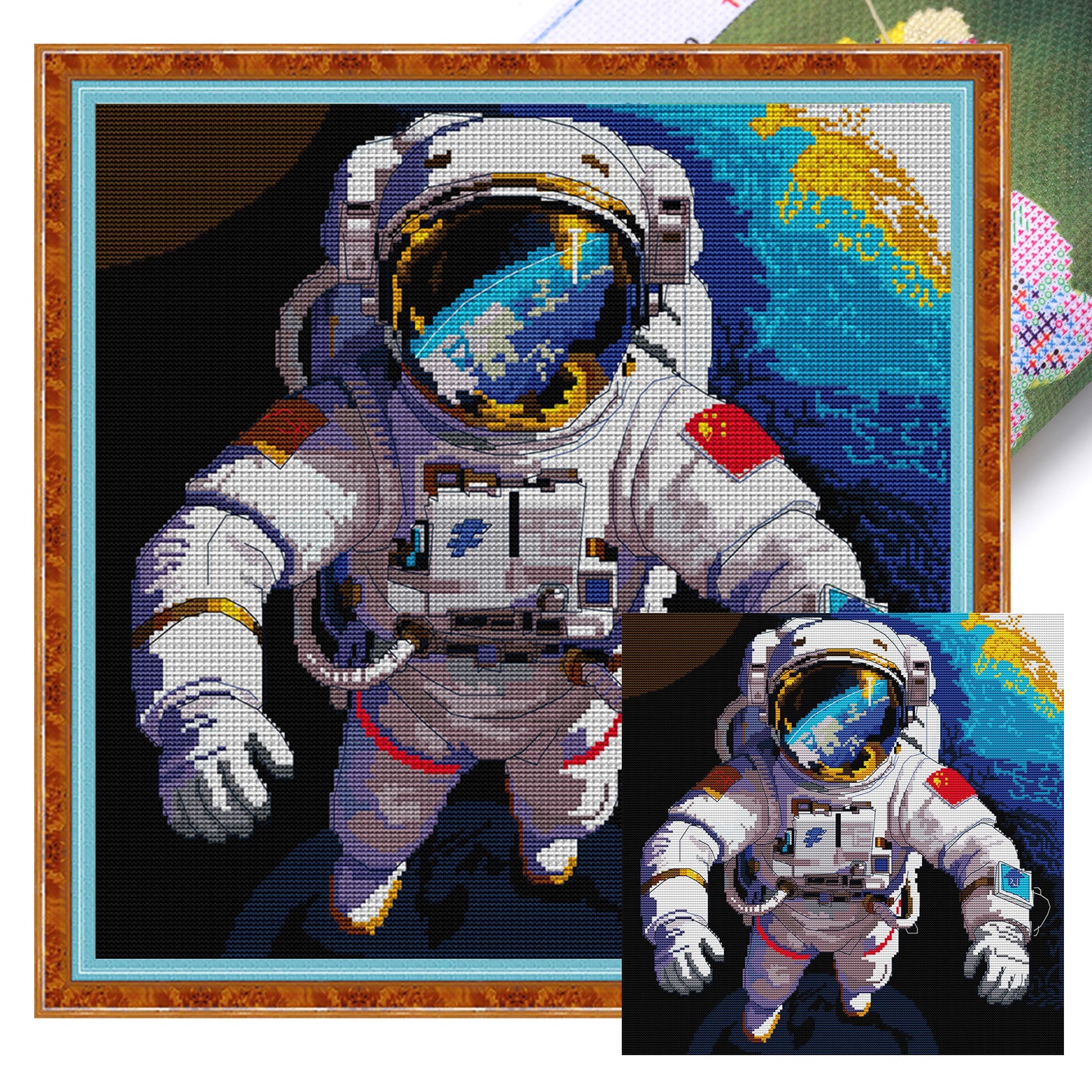 Space Exploration - Full 14CT Stamped Cross Stitch 42x42CM - Joy Sunday Backstitch
