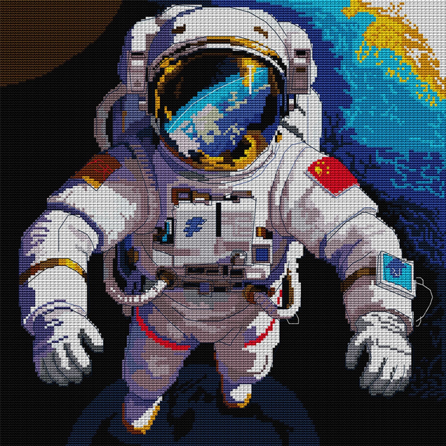 Space Exploration - Full 14CT Stamped Cross Stitch 42x42CM - Joy Sunday Backstitch