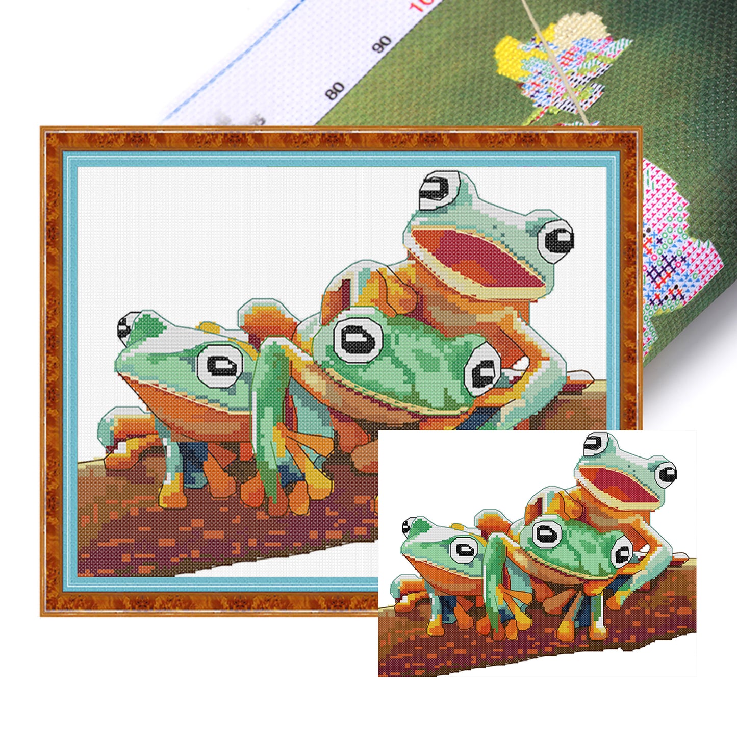 Frog - Partial 14CT Stamped Cross Stitch 31x26CM - Joy Sunday Backstitch