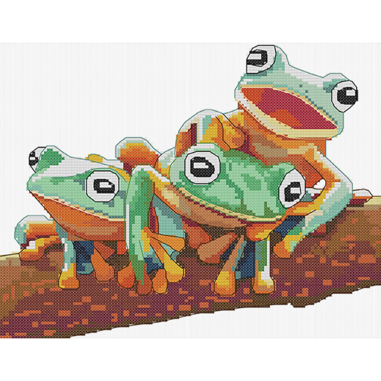 Frog - Partial 14CT Stamped Cross Stitch 31x26CM - Joy Sunday Backstitch