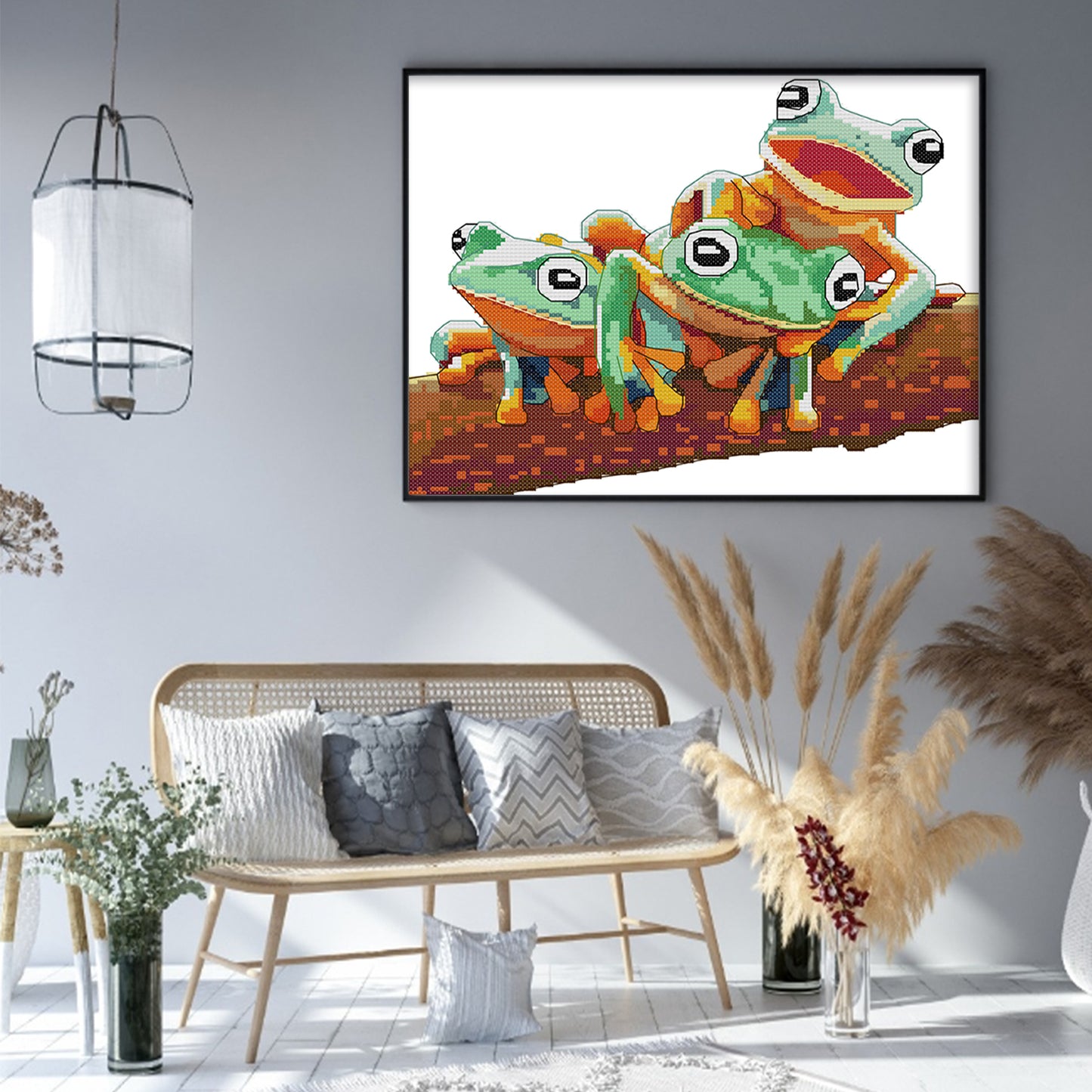 Frog - Partial 14CT Stamped Cross Stitch 31x26CM - Joy Sunday Backstitch