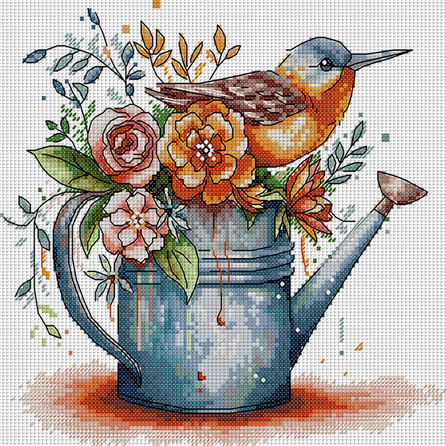 Bird - Partial 14CT Stamped Cross Stitch 28x27CM - Joy Sunday Backstitch+Half Cross Stitch