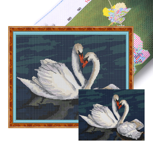 White Swan - Full 14CT Stamped Cross Stitch 52x40CM - Joy Sunday Backstitch