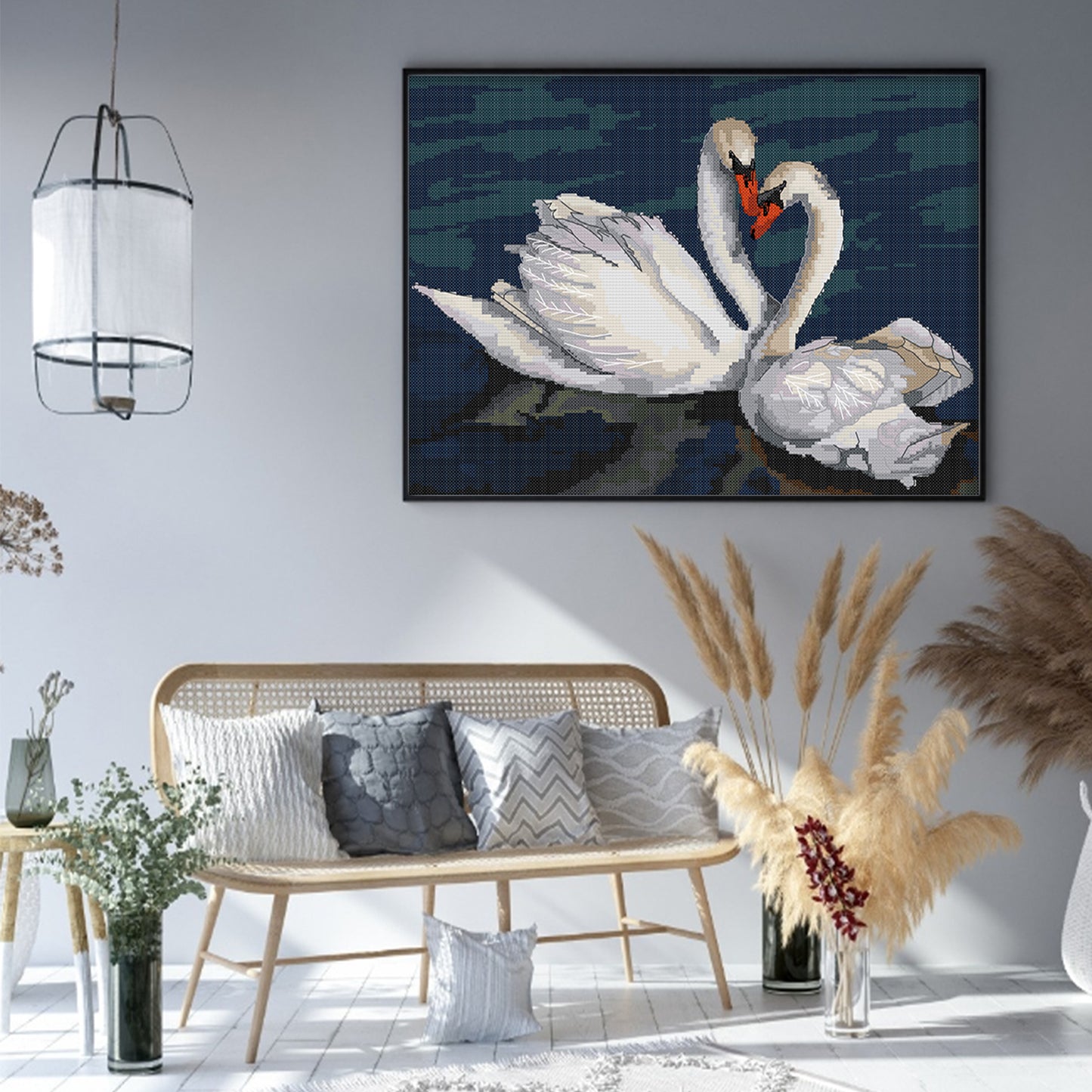 White Swan - Full 14CT Stamped Cross Stitch 52x40CM - Joy Sunday Backstitch