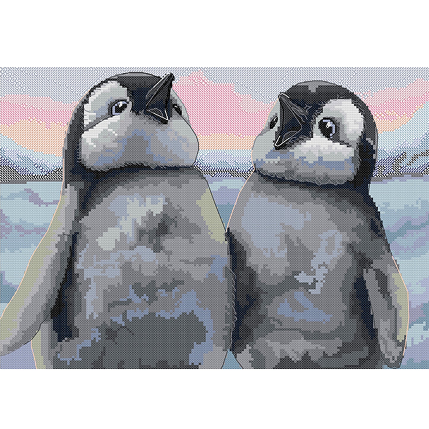 Penguin - Full 14CT Stamped Cross Stitch 41x31CM - Joy Sunday Backstitch+Half Cross Stitch