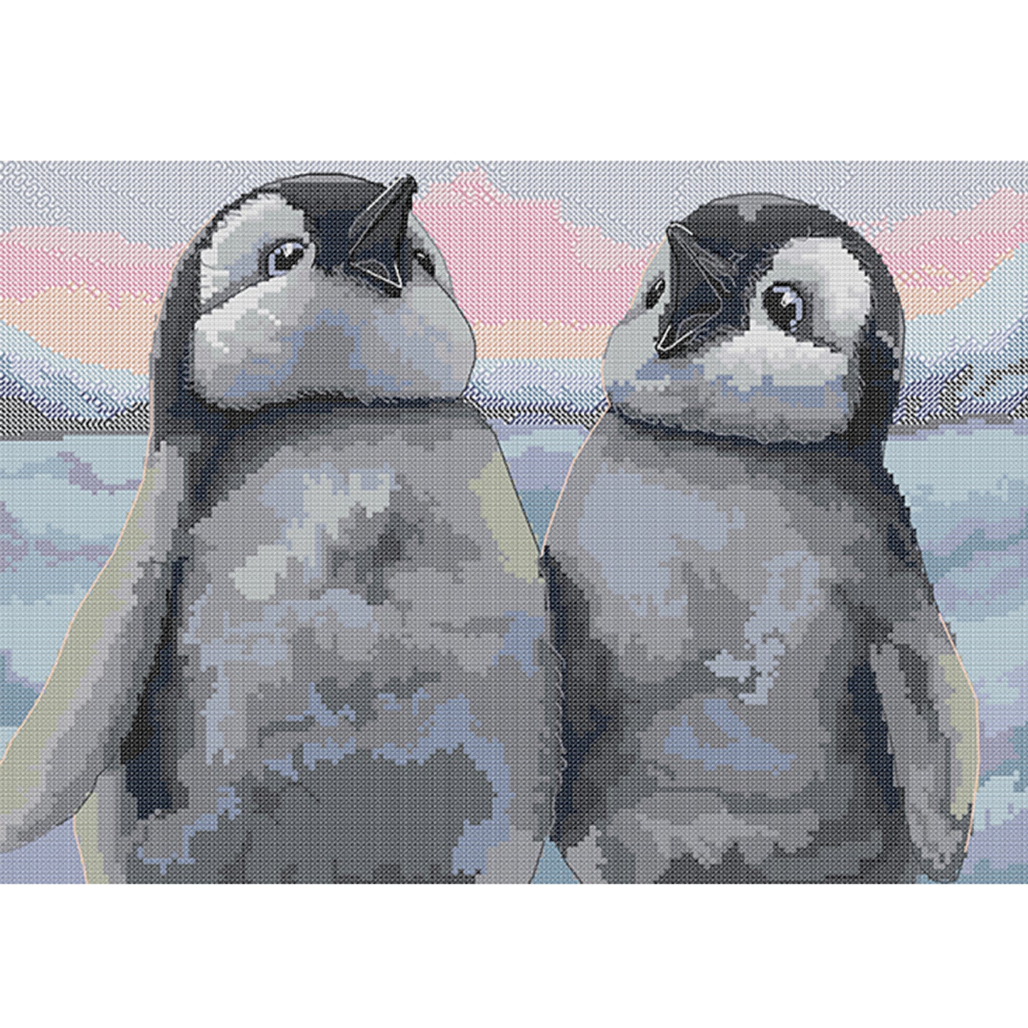 Penguin - Full 14CT Stamped Cross Stitch 41x31CM - Joy Sunday Backstitch+Half Cross Stitch