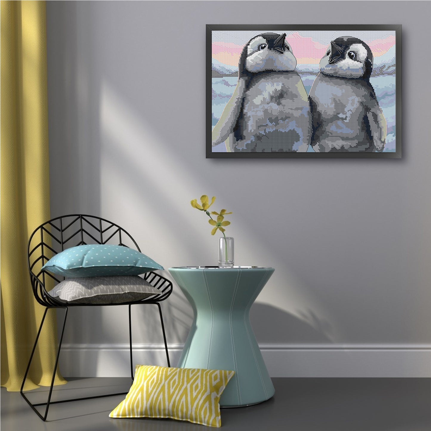 Penguin - Full 14CT Stamped Cross Stitch 41x31CM - Joy Sunday Backstitch+Half Cross Stitch