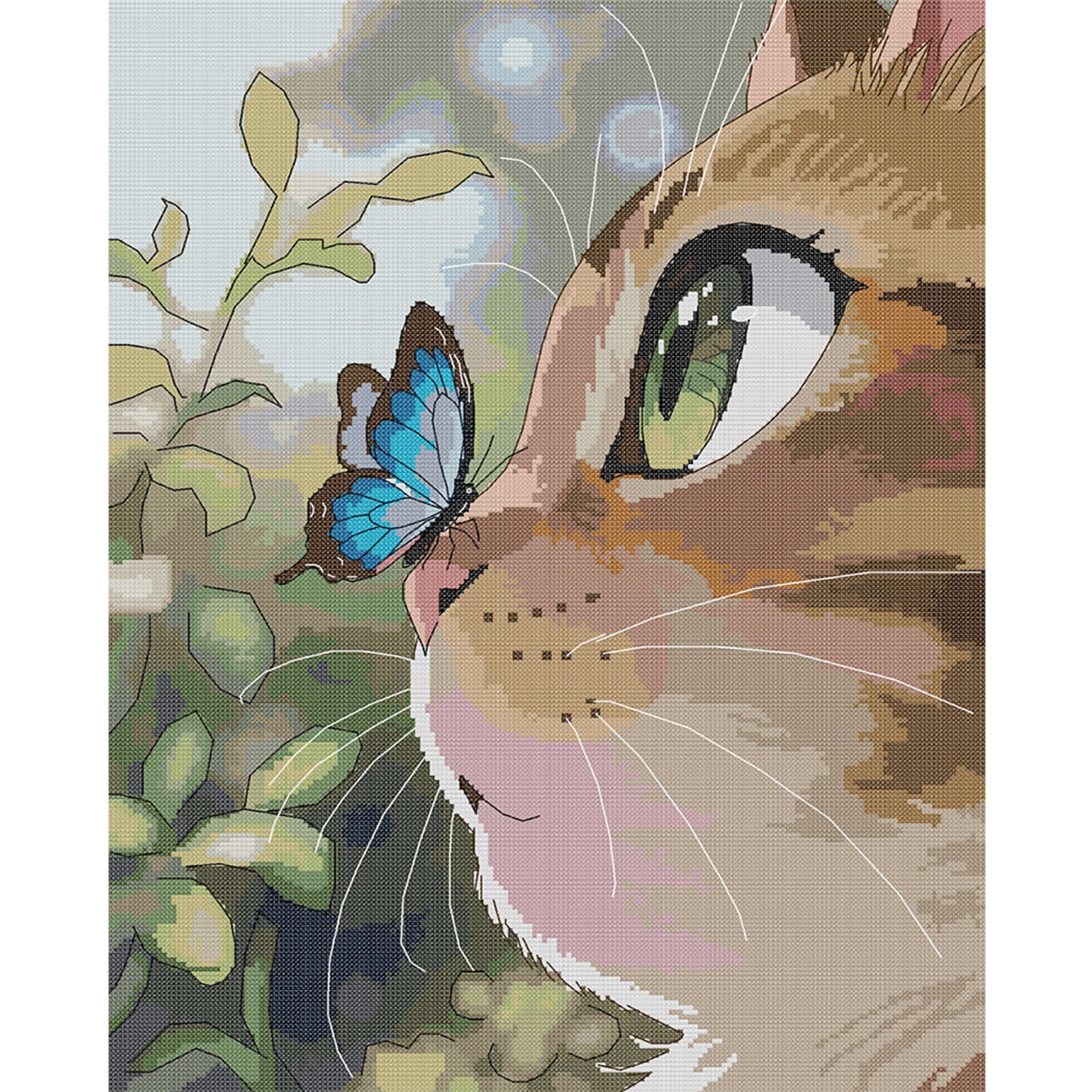 Cat - Full 14CT Stamped Cross Stitch 41x50CM - Joy Sunday Backstitch
