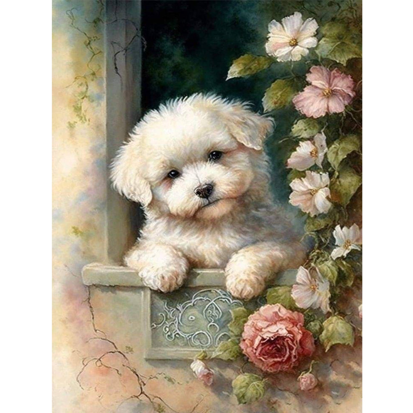 Bichon Frise-Dog - Full 11CT Stamped Cross Stitch 40x55CM - Huacan