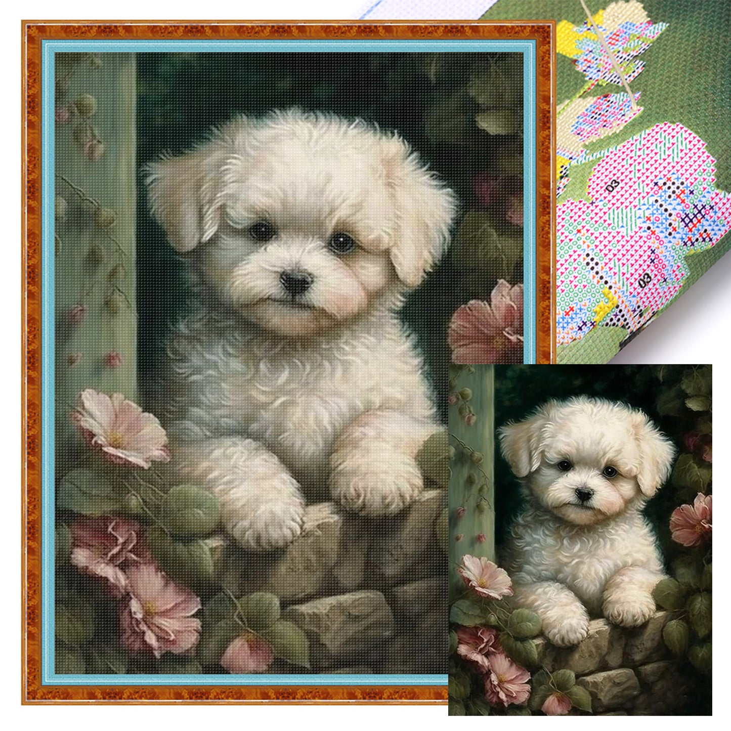 Bichon Frise-Dog - Full 11CT Stamped Cross Stitch 40x55CM - Huacan