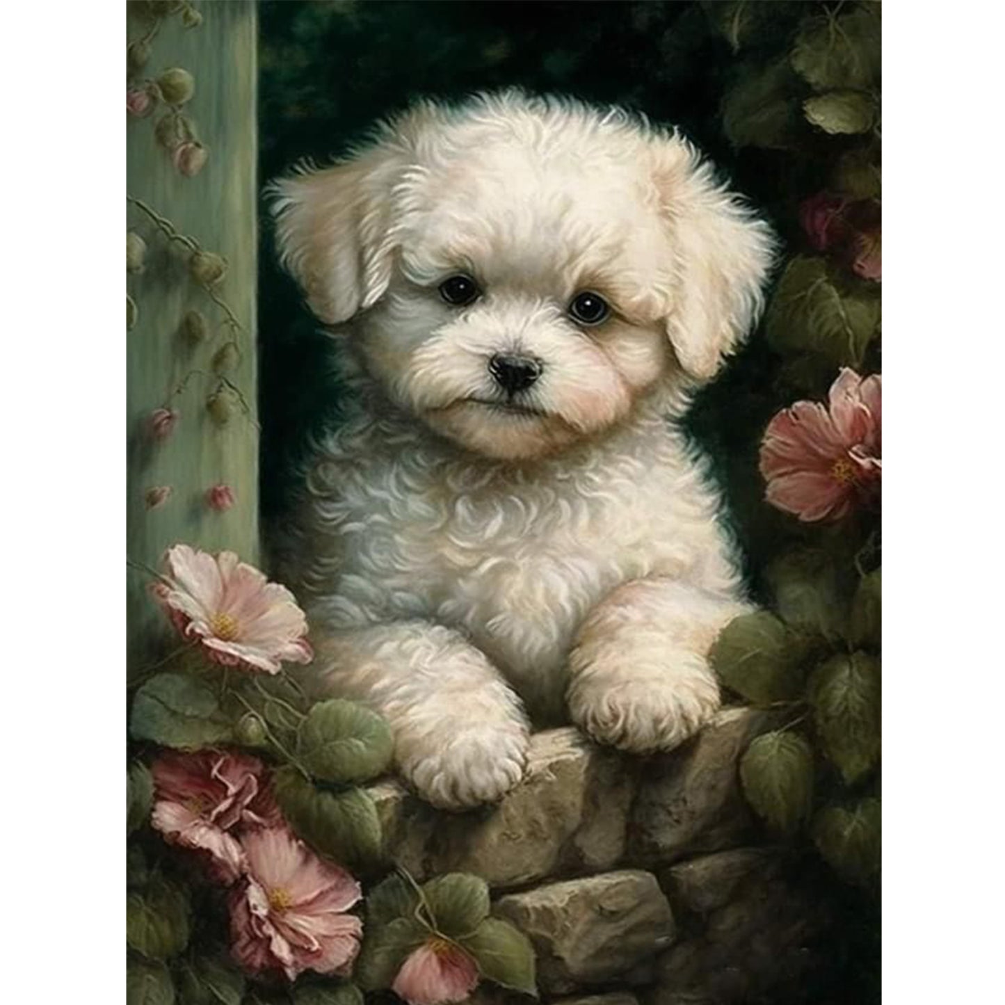 Bichon Frise-Dog - Full 11CT Stamped Cross Stitch 40x55CM - Huacan