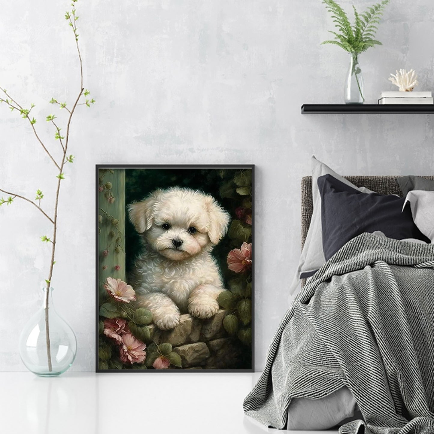 Bichon Frise-Dog - Full 11CT Stamped Cross Stitch 40x55CM - Huacan