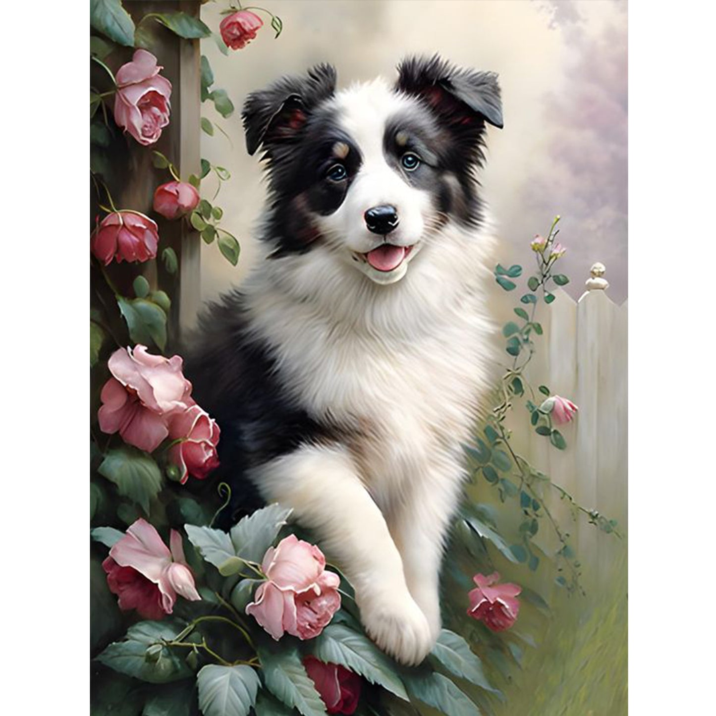 Border Collie-Dog - Full 11CT Stamped Cross Stitch 40x55CM - Huacan