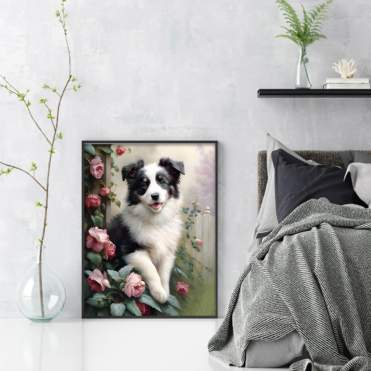 Border Collie-Dog - Full 11CT Stamped Cross Stitch 40x55CM - Huacan