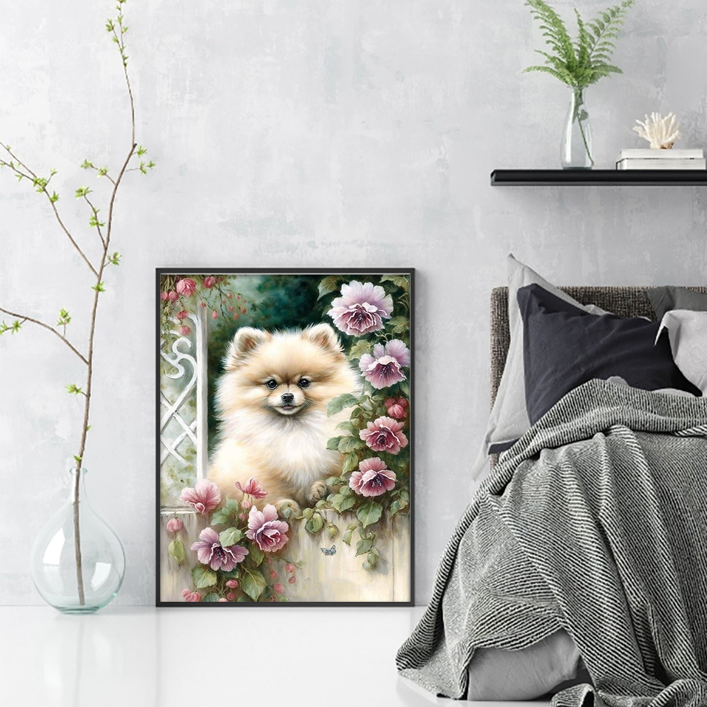 Pomeranian-Dog - Full 11CT Stamped Cross Stitch 40x55CM - Huacan