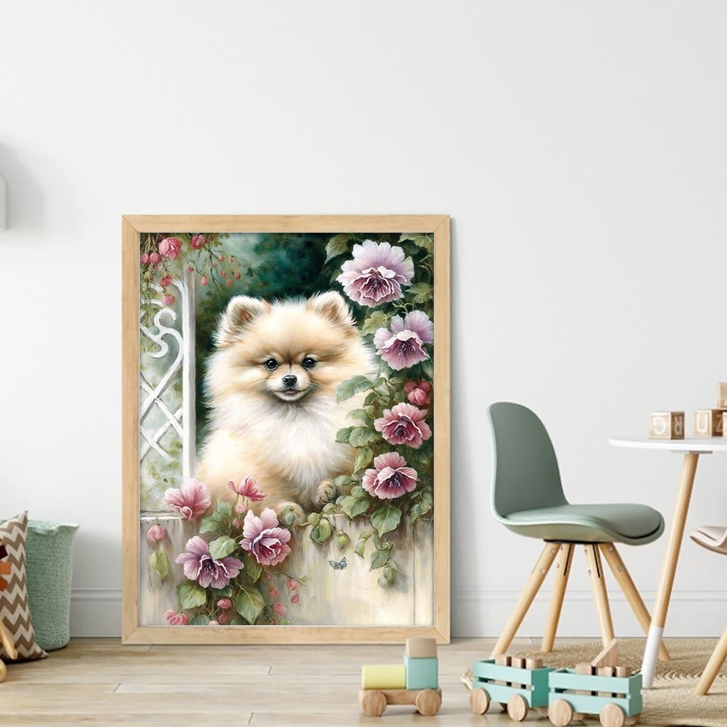 Pomeranian-Dog - Full 11CT Stamped Cross Stitch 40x55CM - Huacan