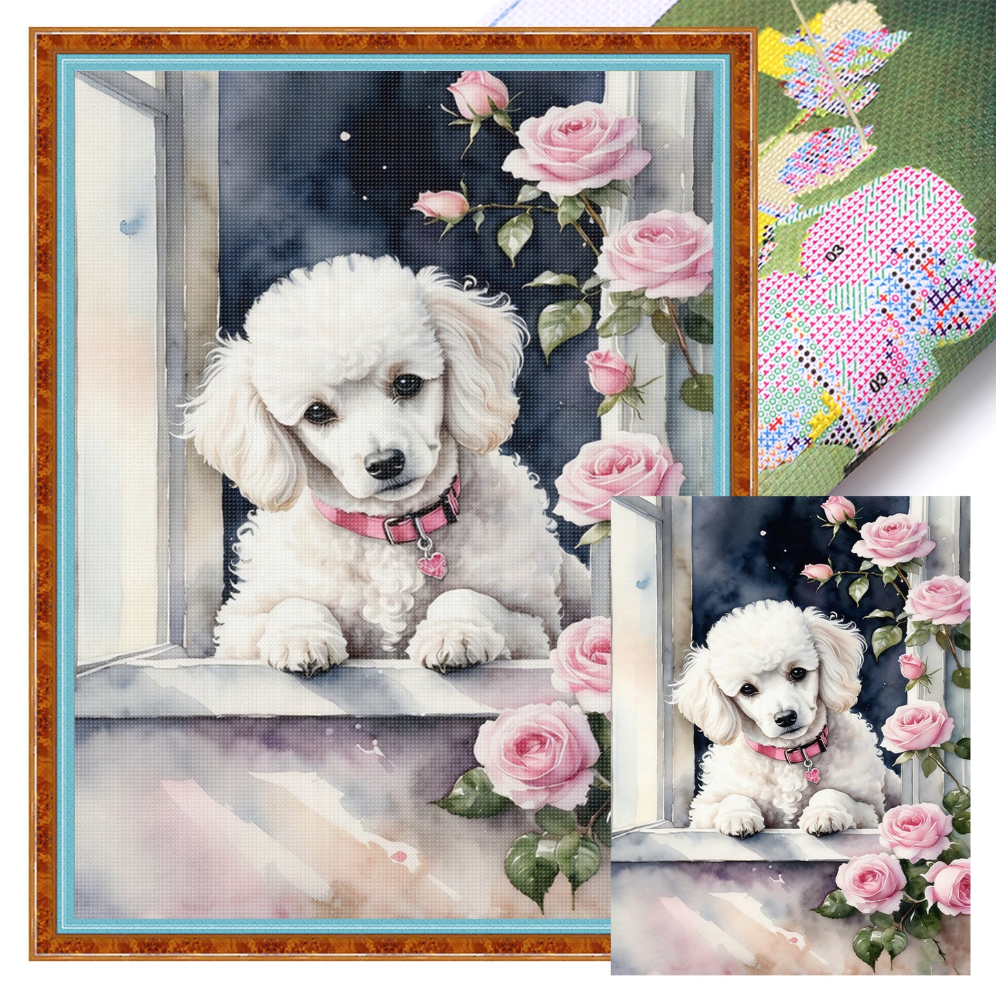 Poodle-Dog - Full 11CT Stamped Cross Stitch 40x55CM - Huacan