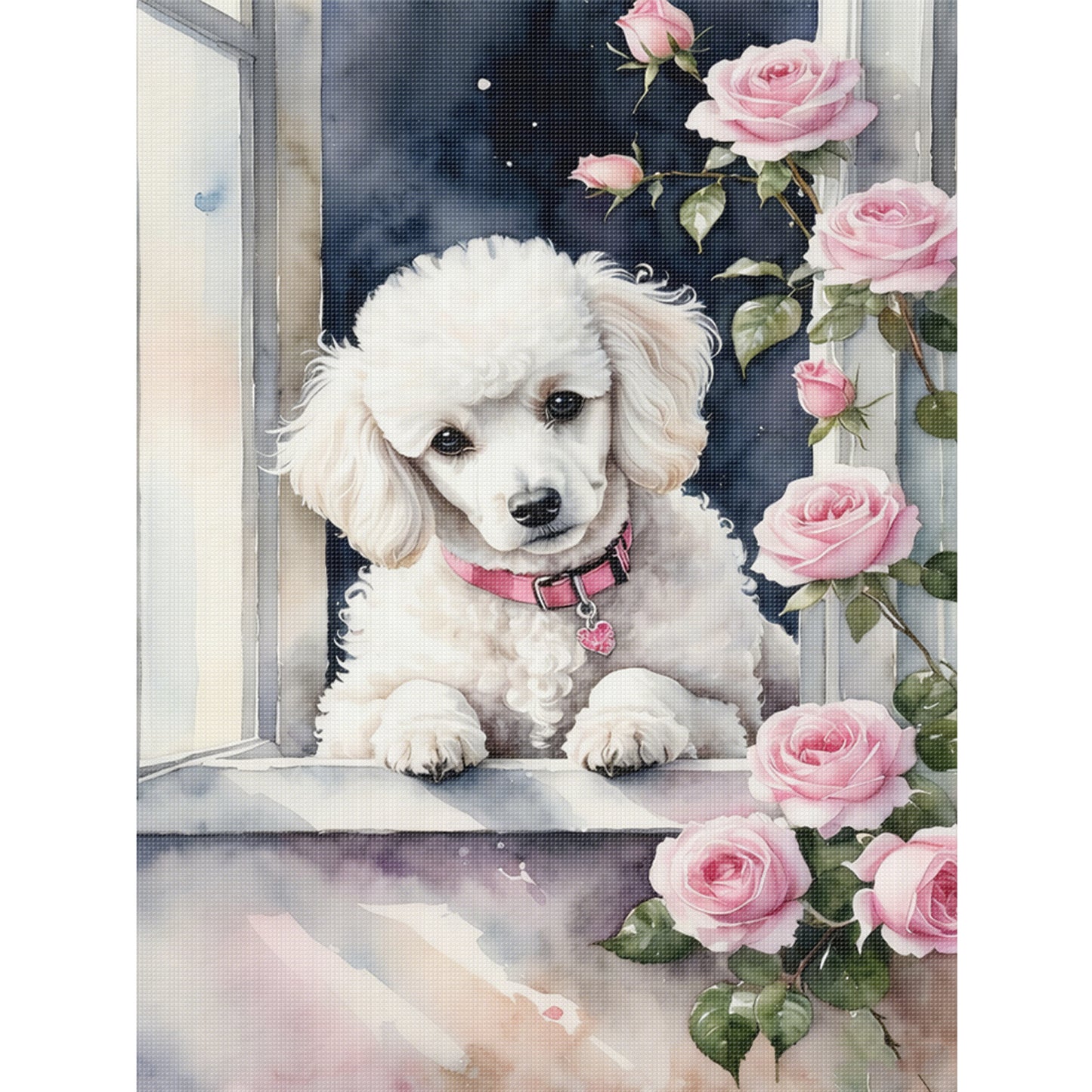 Poodle-Dog - Full 11CT Stamped Cross Stitch 40x55CM - Huacan
