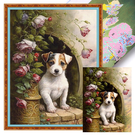Jack Russell Terrier-Dog - Full 11CT Stamped Cross Stitch 40x55CM - Huacan