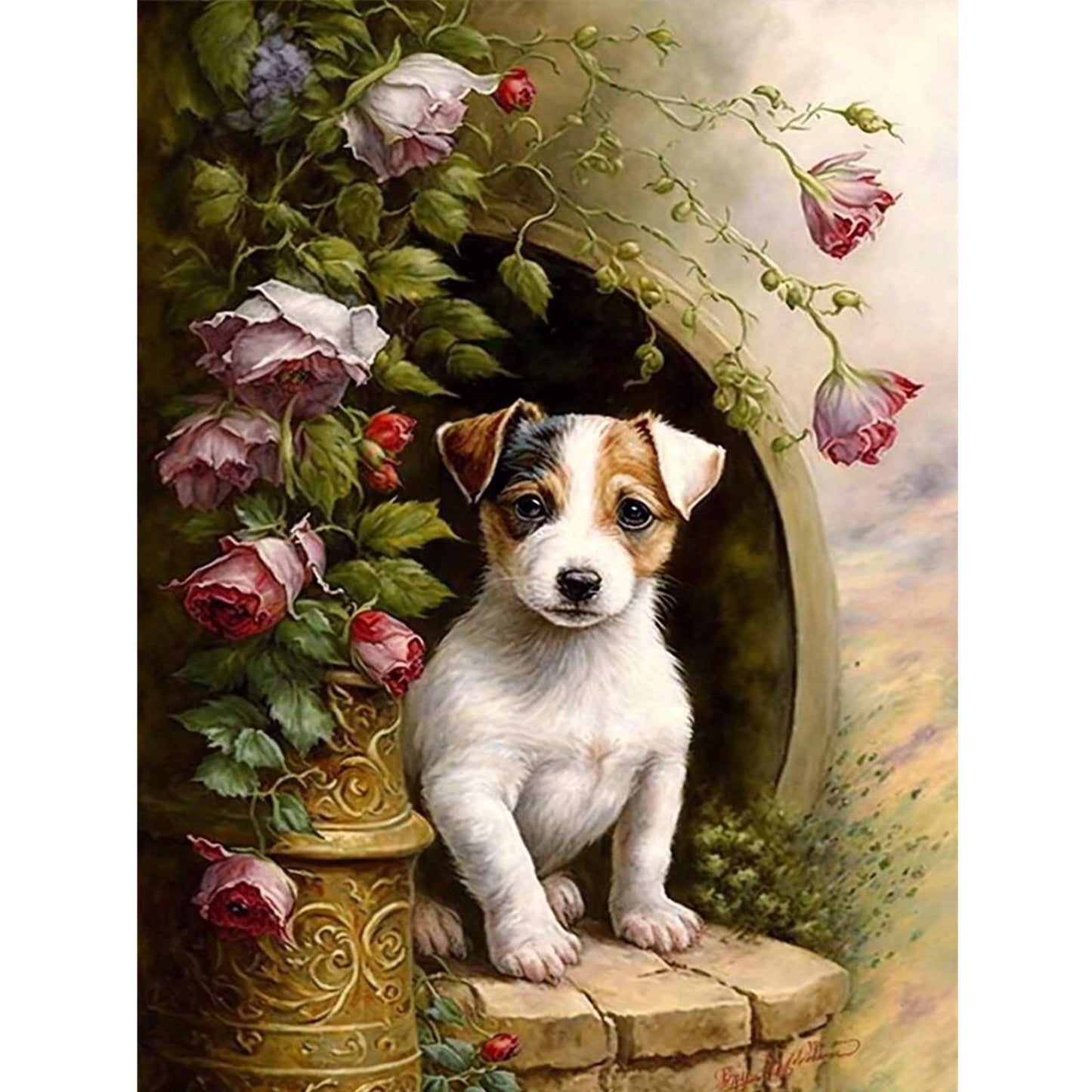 Jack Russell Terrier-Dog - Full 11CT Stamped Cross Stitch 40x55CM - Huacan