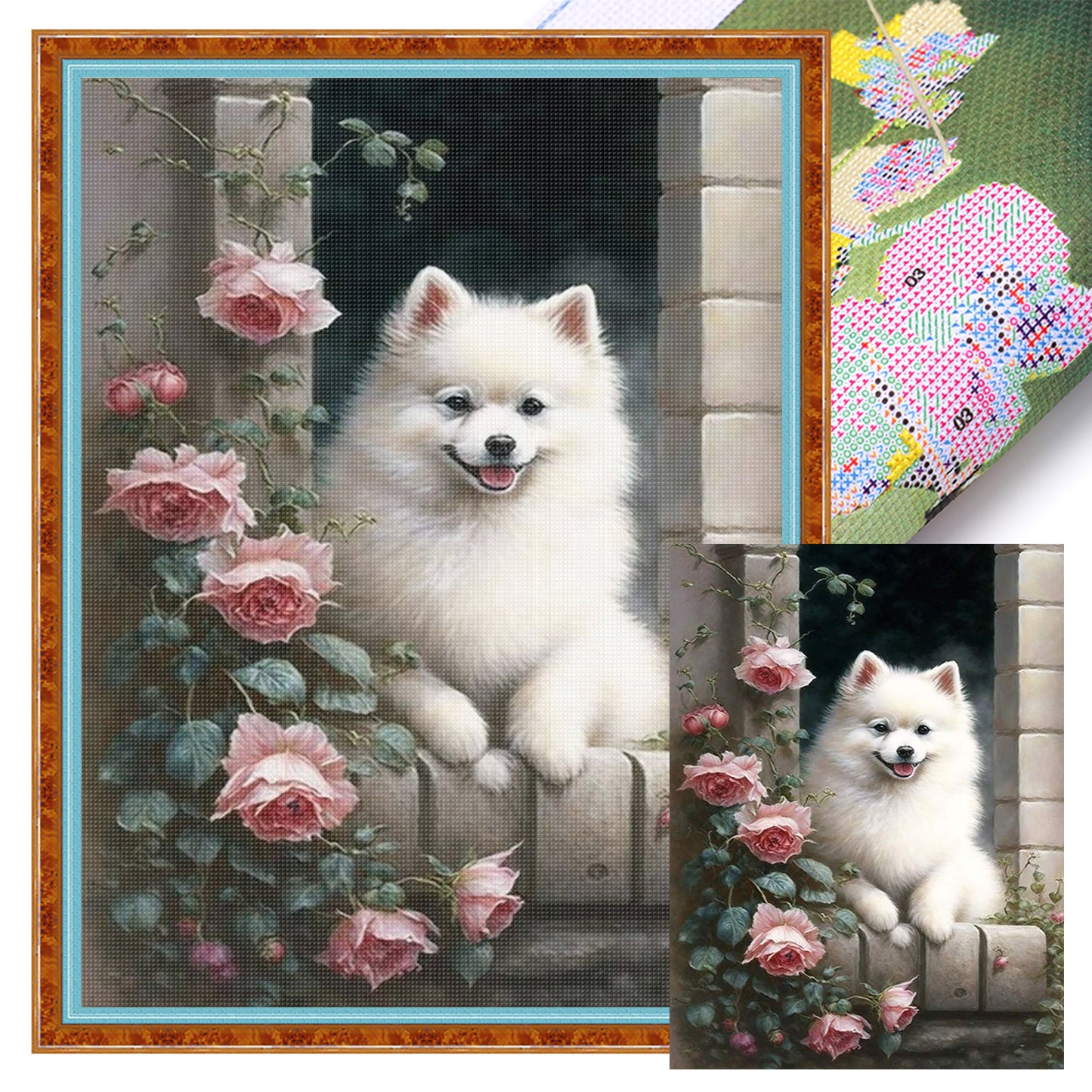 Samoyed-Dog - Full 11CT Stamped Cross Stitch 40x55CM - Huacan