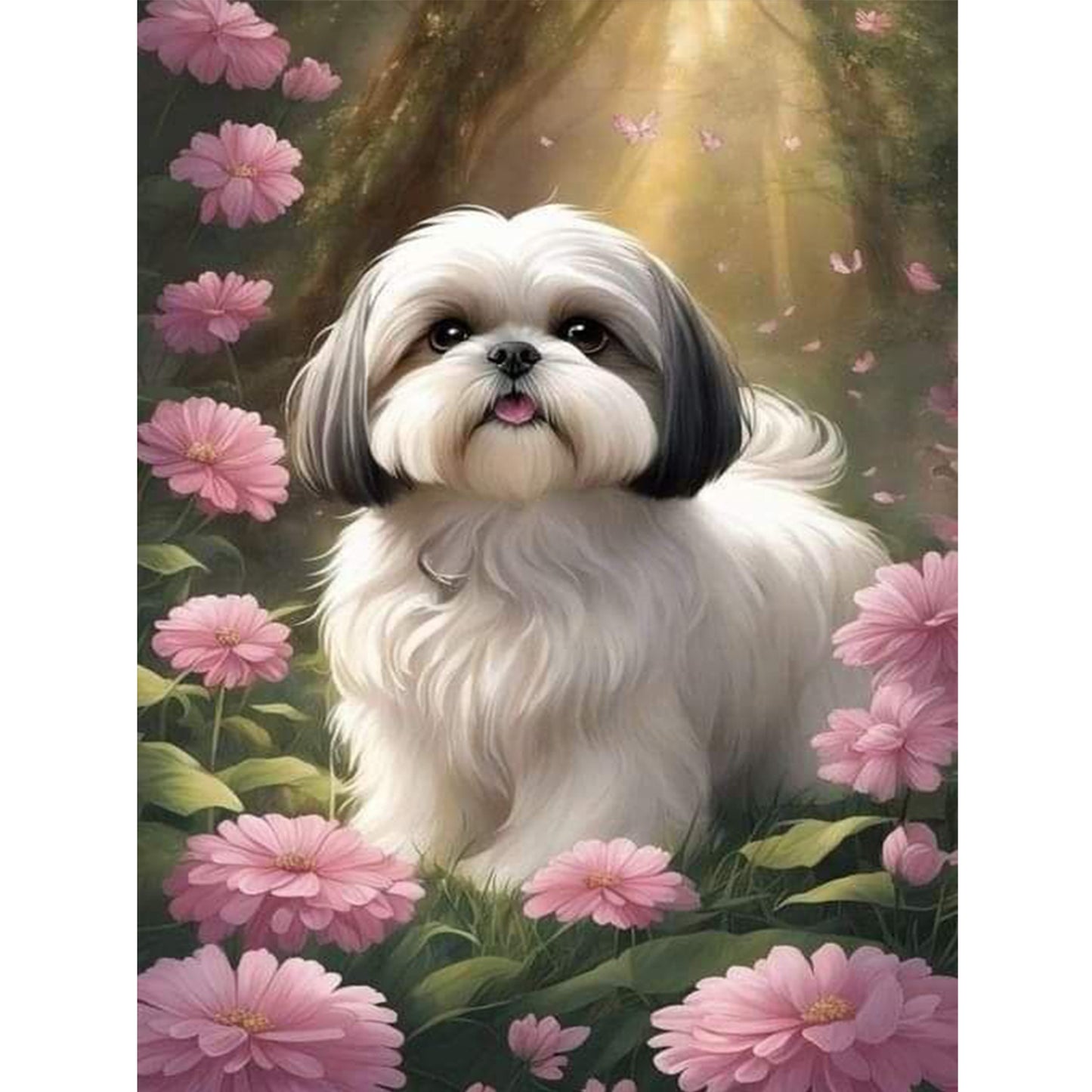 Shih Tzu-Dog - Full 11CT Stamped Cross Stitch 40x55CM - Huacan