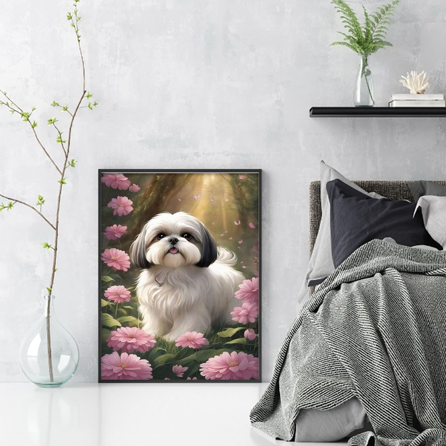 Shih Tzu-Dog - Full 11CT Stamped Cross Stitch 40x55CM - Huacan