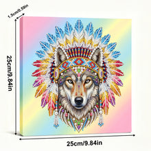 Load image into Gallery viewer, DIY Pearl Painting Kit 25x25CM Indian Wolf Framed Handmade Pearl Material Art Set Room Wall Decoration
