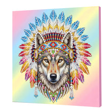 Load image into Gallery viewer, DIY Pearl Painting Kit 25x25CM Indian Wolf Framed Handmade Pearl Material Art Set Room Wall Decoration
