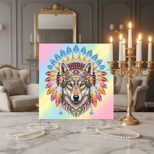 Load image into Gallery viewer, DIY Pearl Painting Kit 25x25CM Indian Wolf Framed Handmade Pearl Material Art Set Room Wall Decoration
