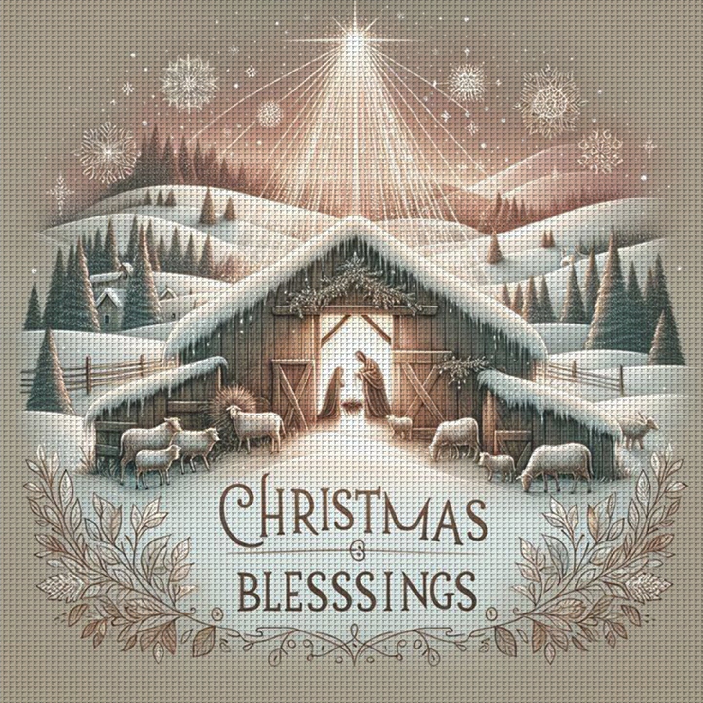 Nativity - Full 14CT Counted Cross Stitch 40x40CM - Yishu