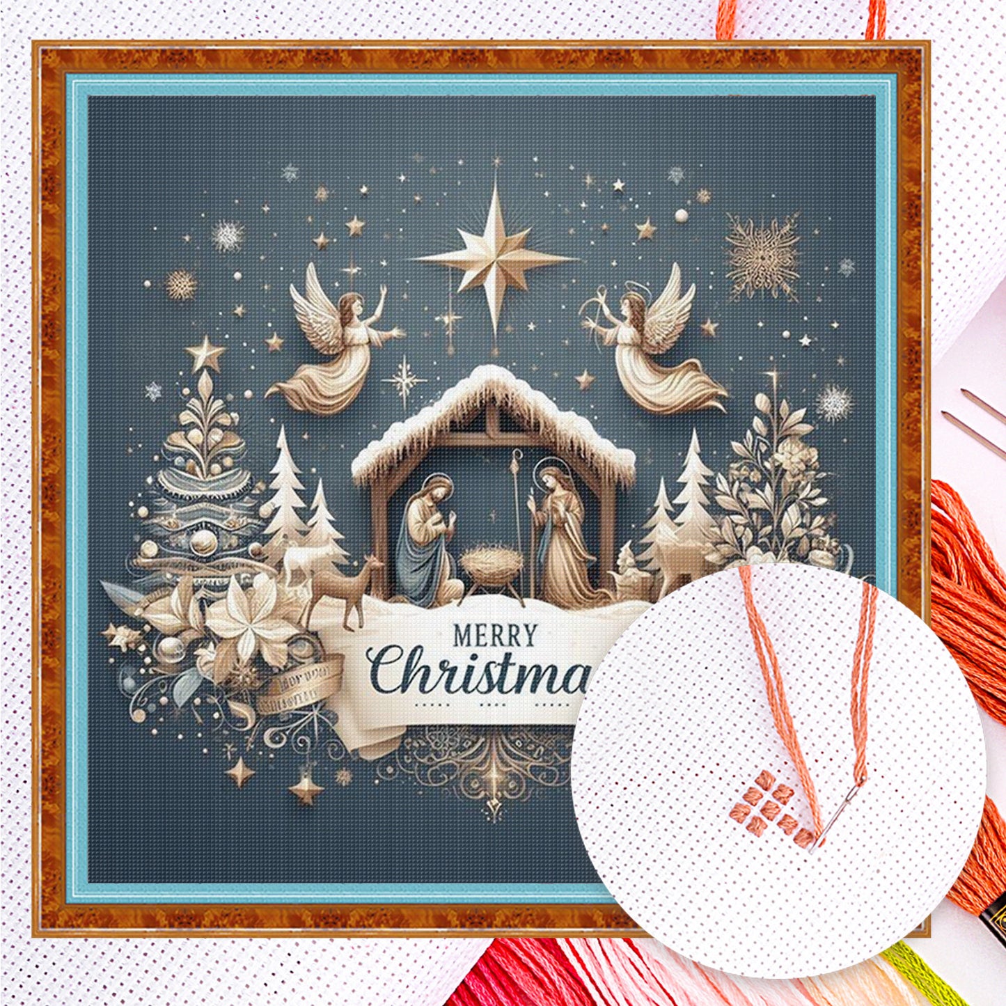Nativity - Full 14CT Counted Cross Stitch 40x40CM - Yishu