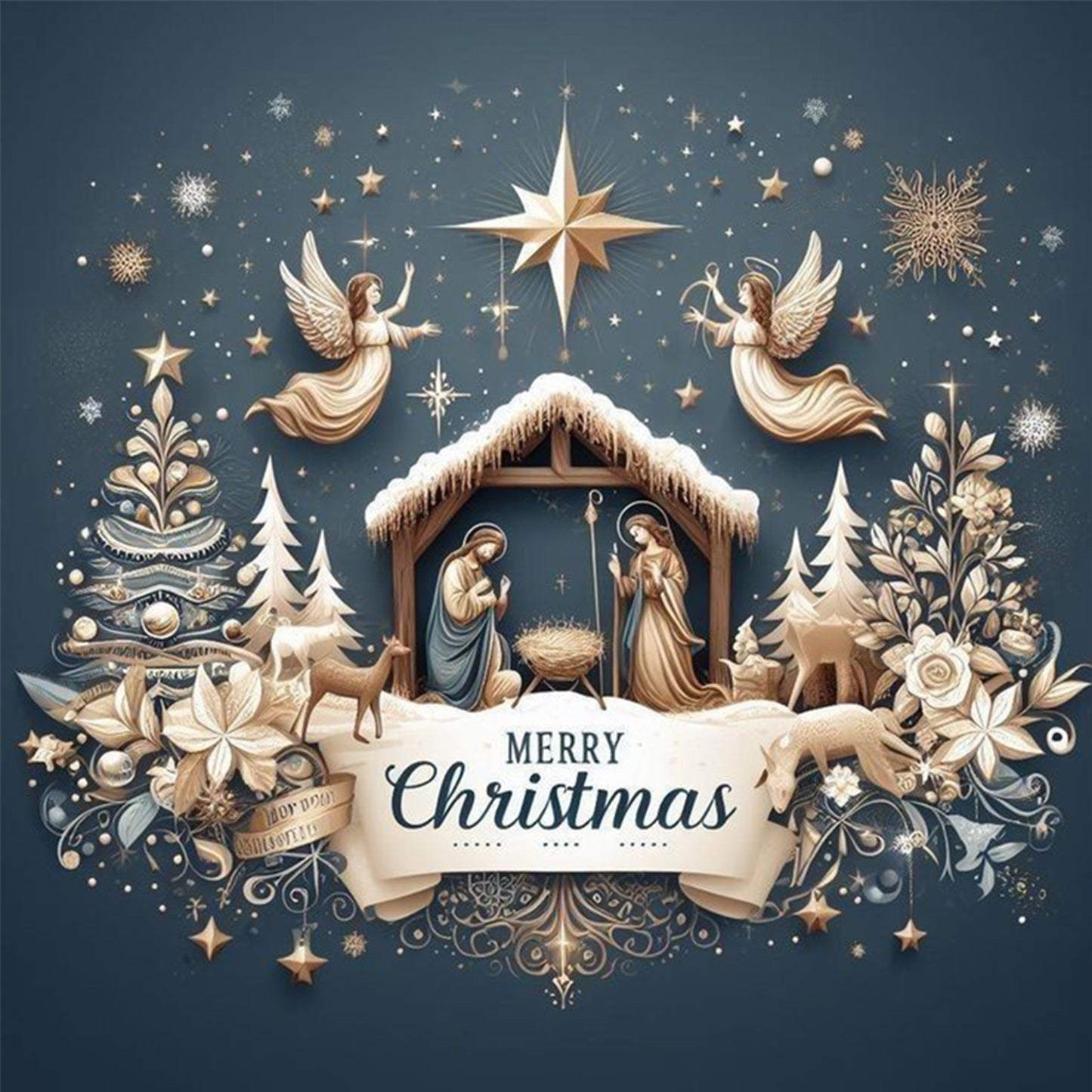 Nativity - Full 14CT Counted Cross Stitch 40x40CM - Yishu