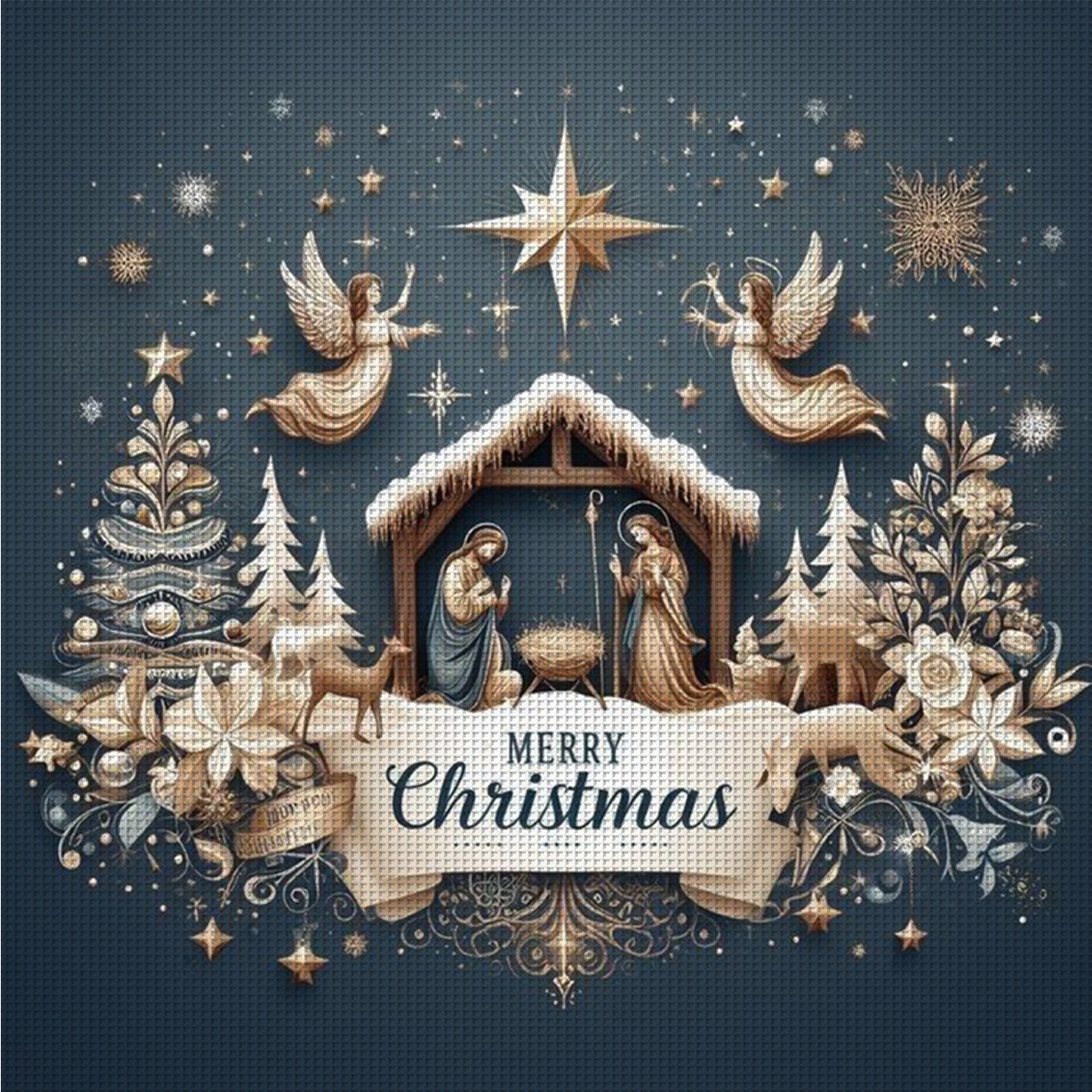 Nativity - Full 14CT Counted Cross Stitch 40x40CM - Yishu