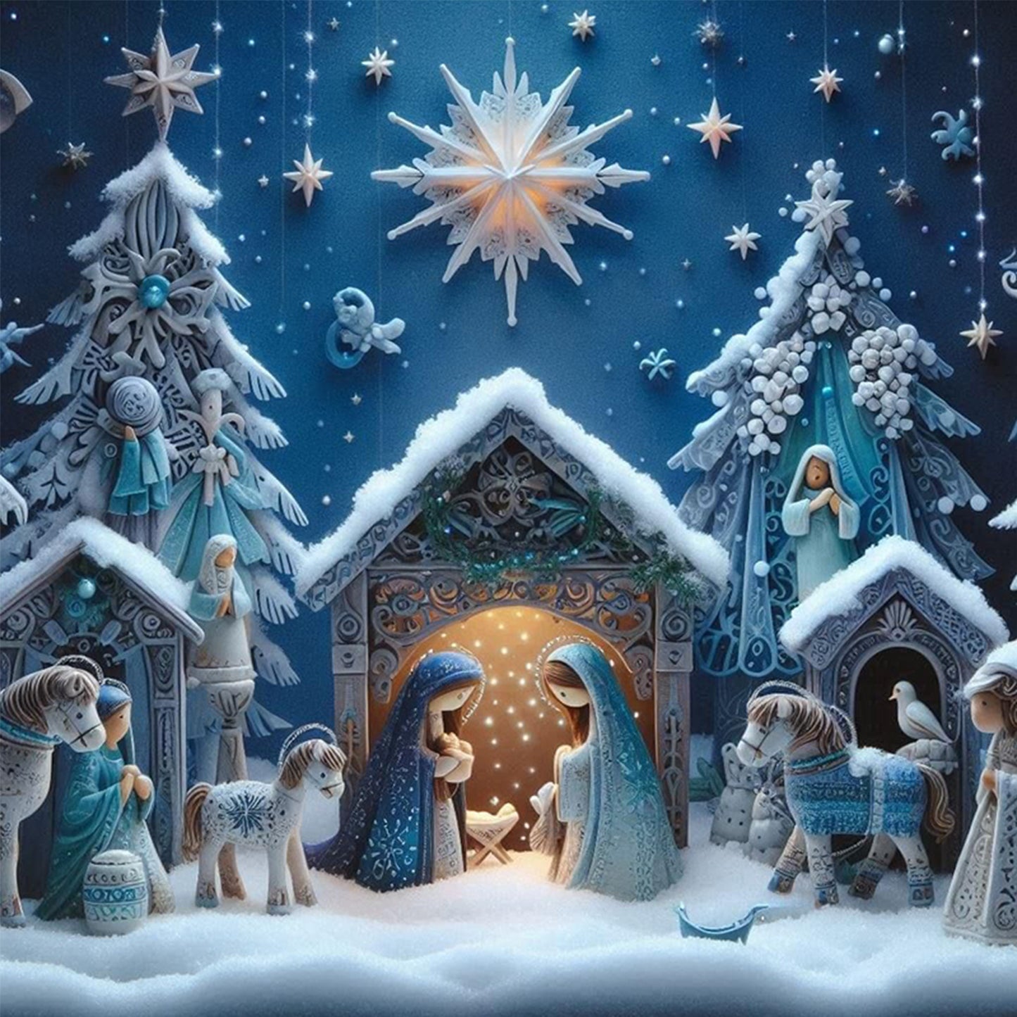 Nativity - Full 14CT Counted Cross Stitch 40x40CM - Yishu