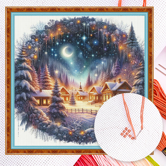 Christmas Scenery - Full 14CT Counted Cross Stitch 40x40CM - Yishu