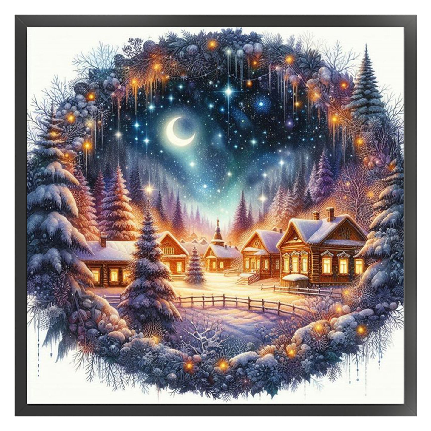Christmas Scenery - Full 14CT Counted Cross Stitch 40x40CM - Yishu