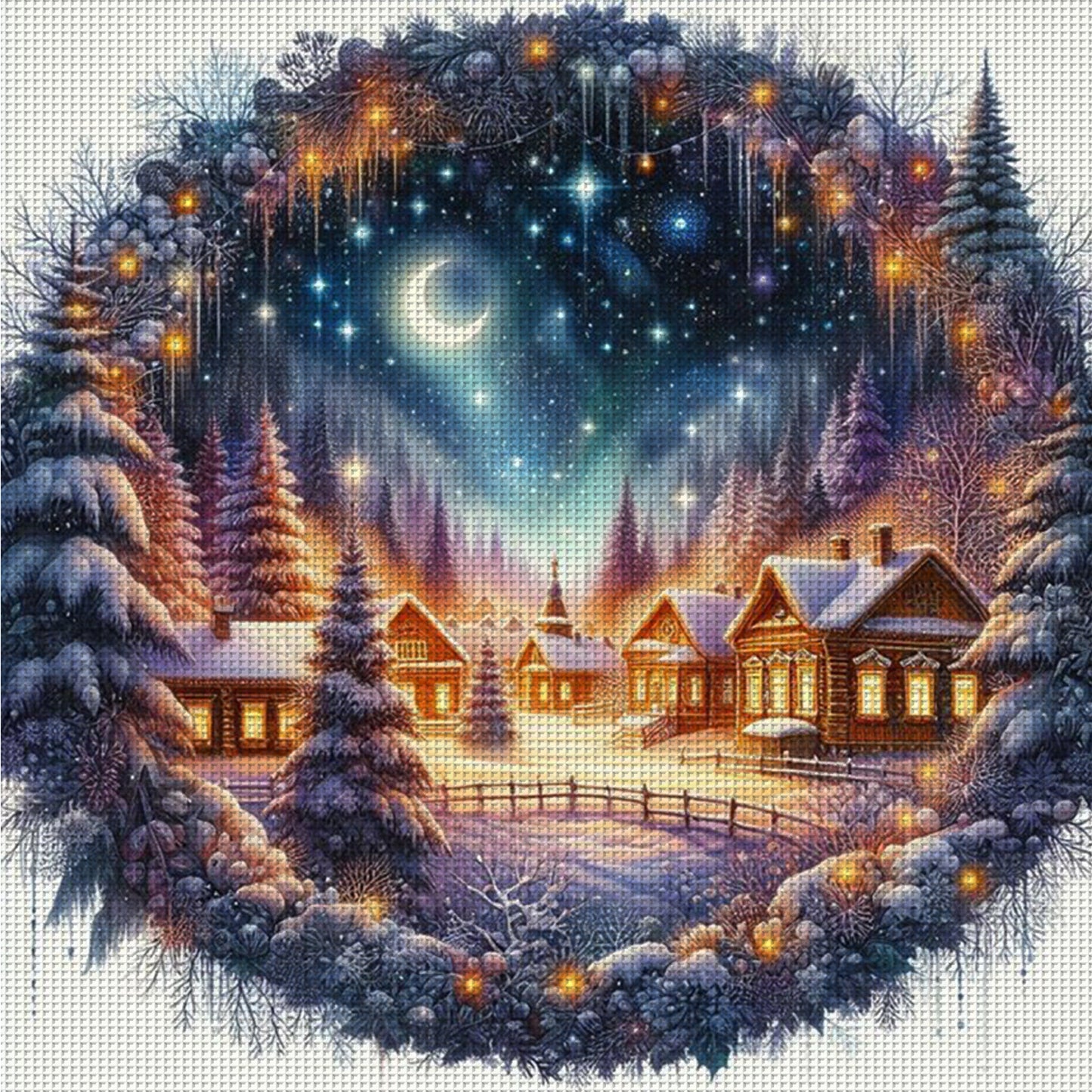 Christmas Scenery - Full 14CT Counted Cross Stitch 40x40CM - Yishu