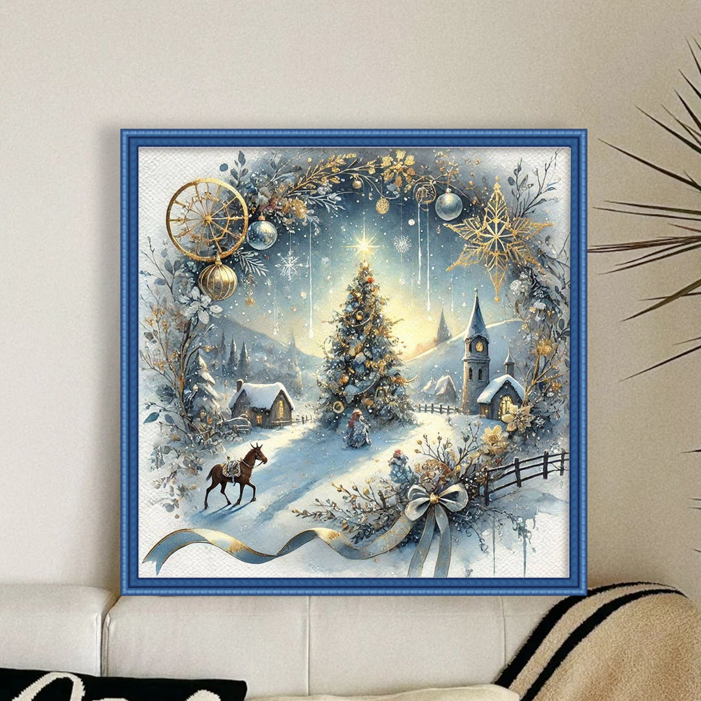 Christmas Scenery - Full 14CT Counted Cross Stitch 40x40CM - Yishu
