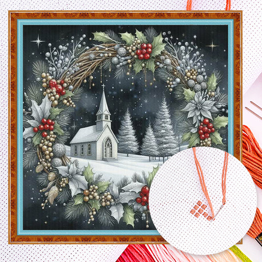 Christmas Scenery - Full 14CT Counted Cross Stitch 40x40CM - Yishu