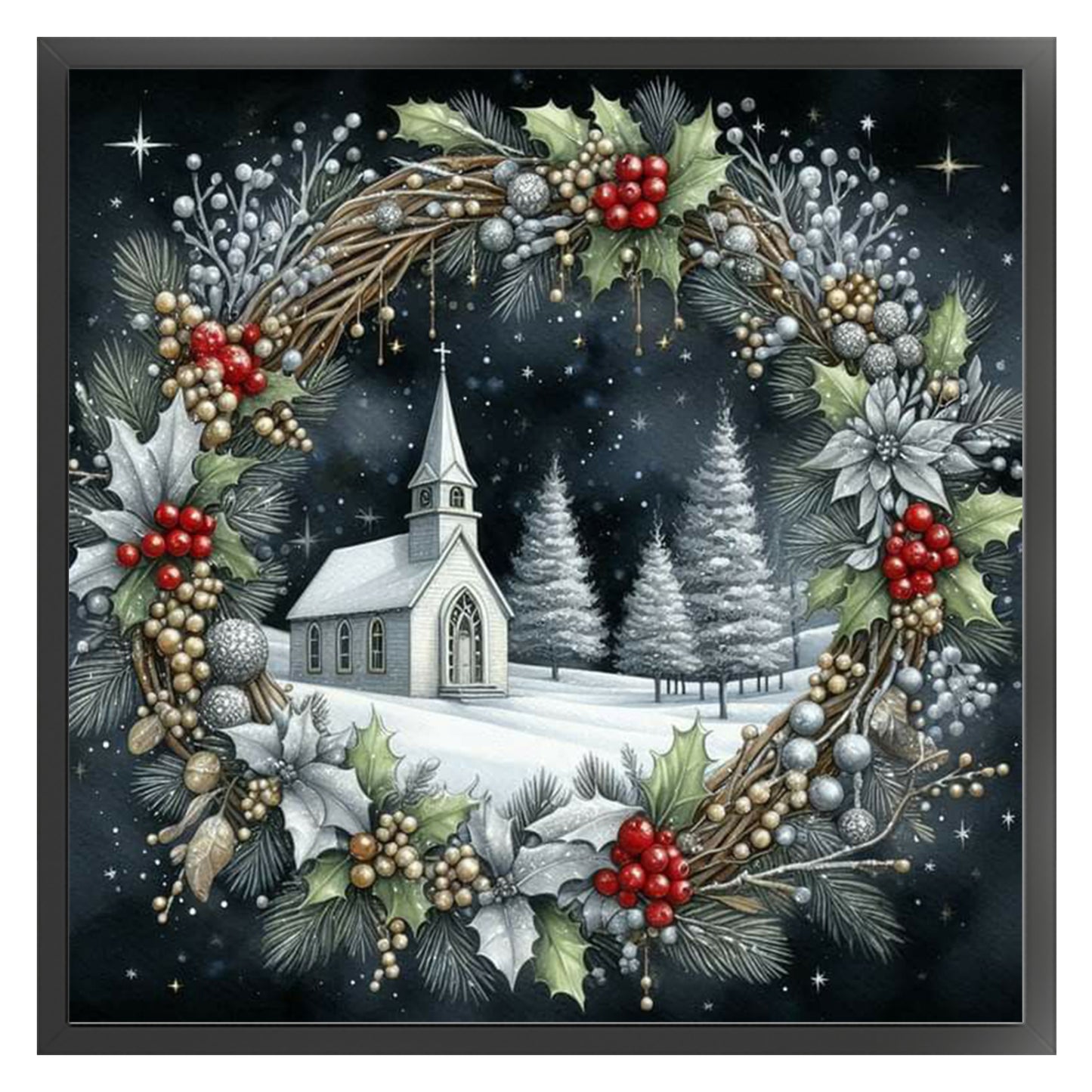 Christmas Scenery - Full 14CT Counted Cross Stitch 40x40CM - Yishu