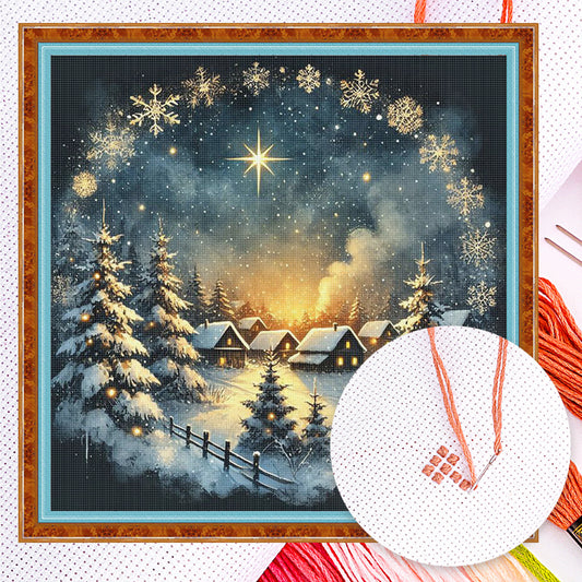 Christmas Scenery - Full 14CT Counted Cross Stitch 40x40CM - Yishu