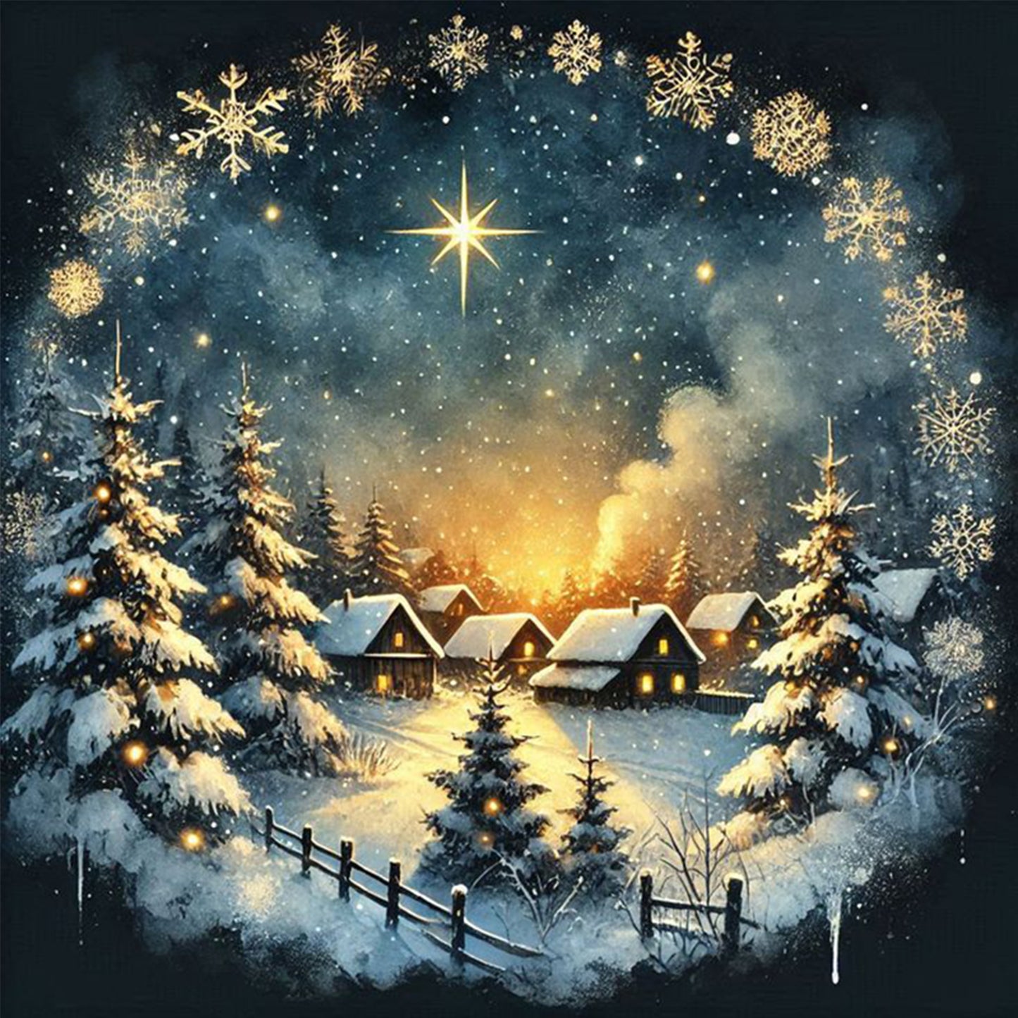Christmas Scenery - Full 14CT Counted Cross Stitch 40x40CM - Yishu