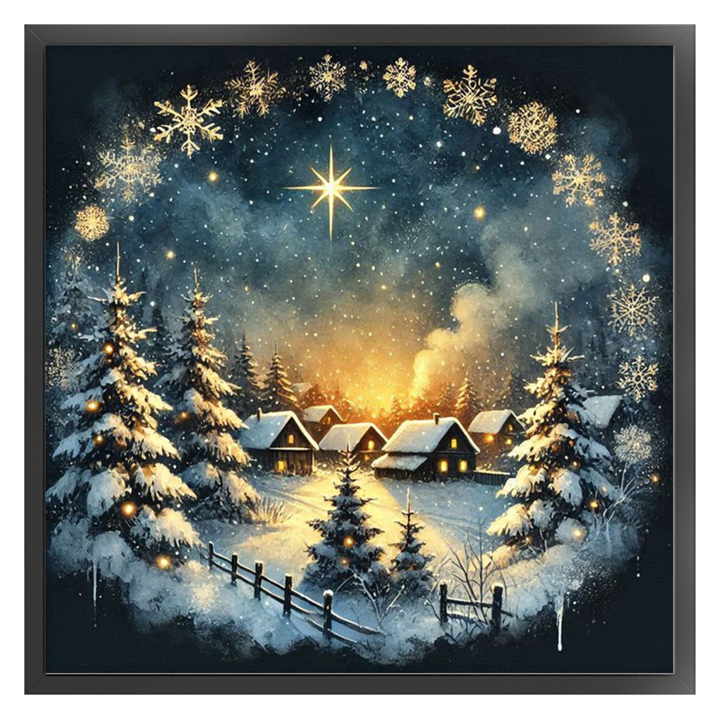 Christmas Scenery - Full 14CT Counted Cross Stitch 40x40CM - Yishu